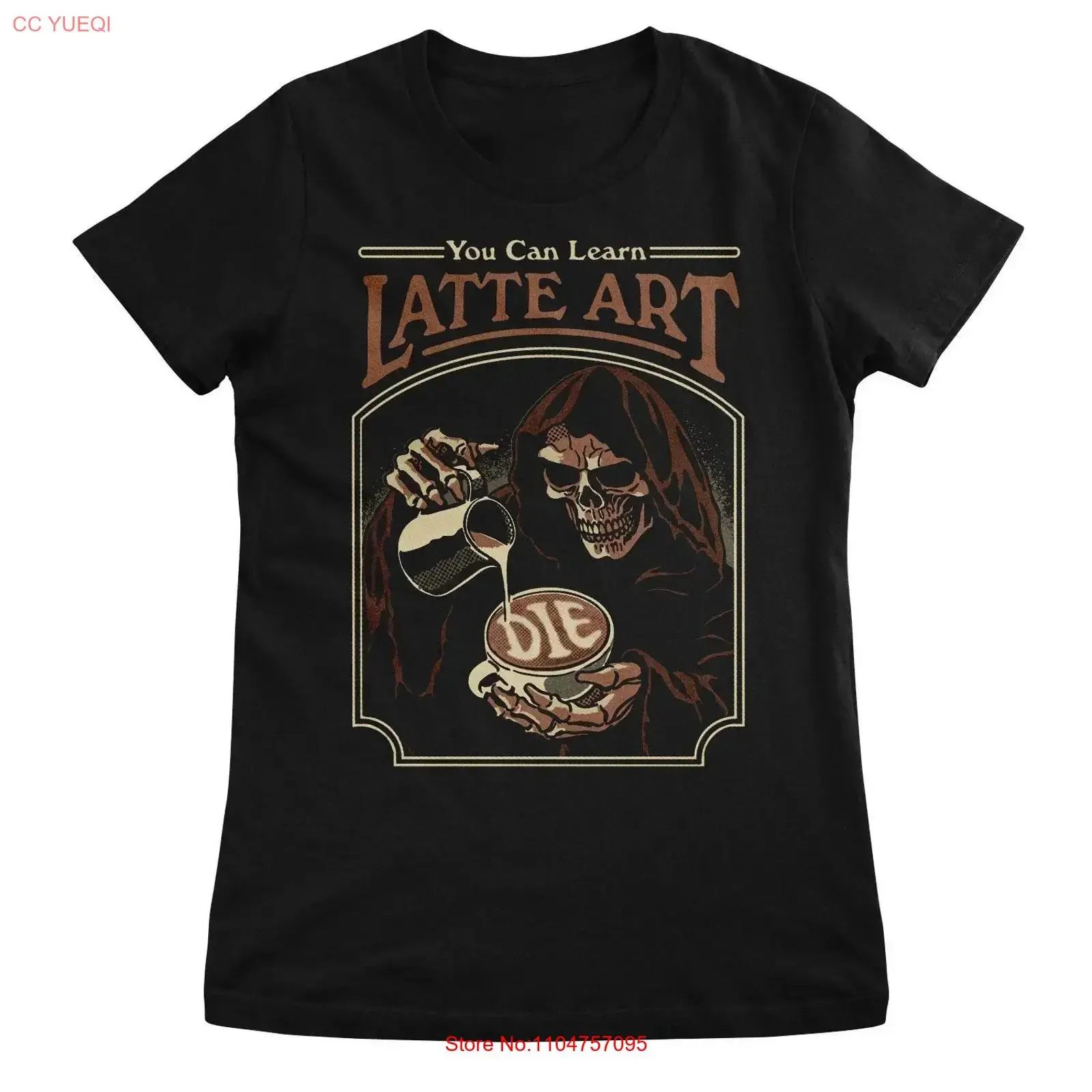 Offiziell lizenziertes Steven Rhodes Latte Art Damen-T-Shirt im Vintage-Stil, modisch, atmungsaktiv, Streetwear