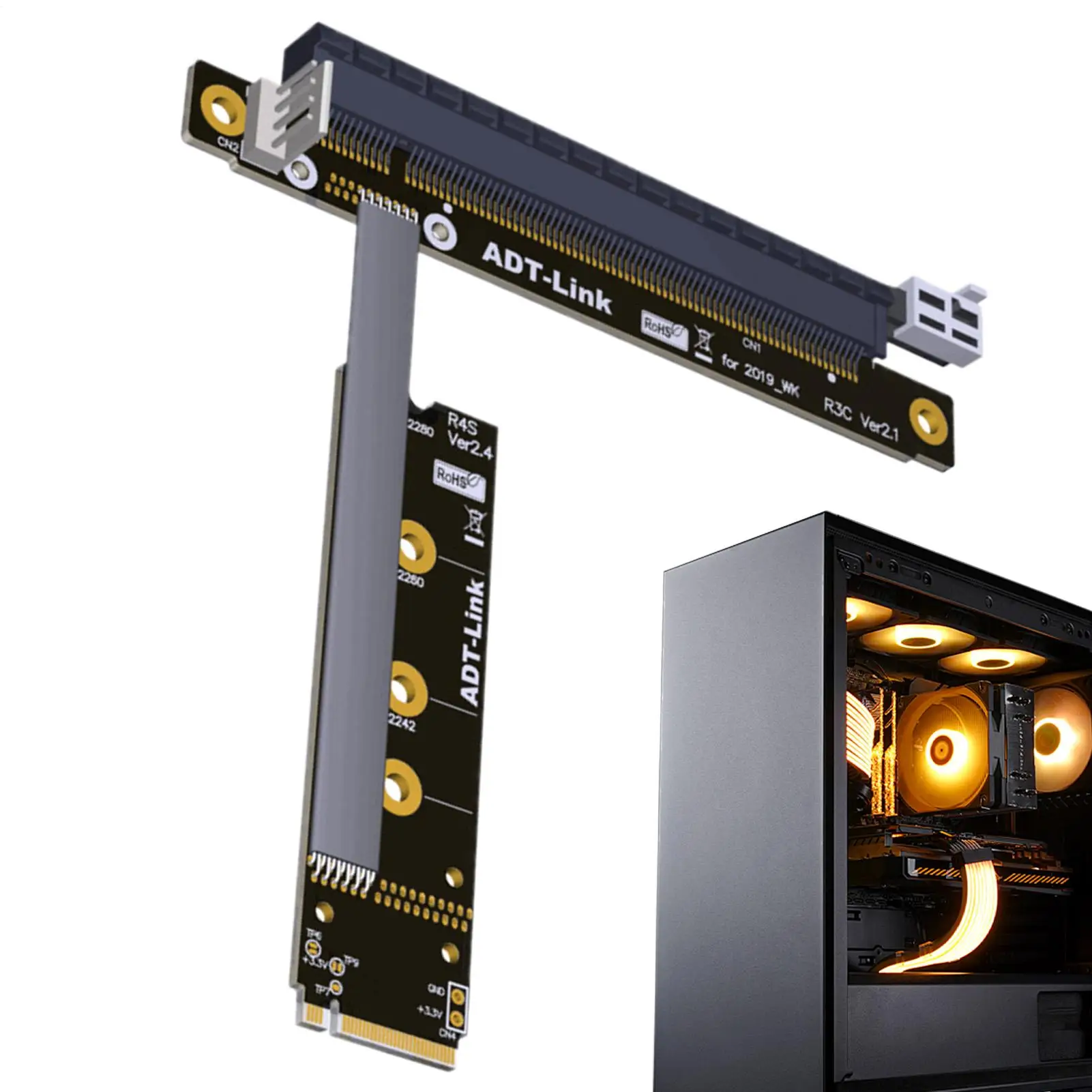 

ADT-Link M.2 к PCI-E 4.0 X16 Удлинительный кабель Адаптер видеокарты Удлинительный кабель Охлаждающий универсальный поддержка Riser Card