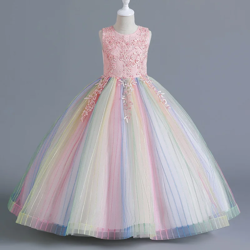 Baby Girl Lilac Wedding Birthday Party Pageant Dresses Elegant Princess Ball Gown Tulle Children\'s 3 To 12 Years Child Costume