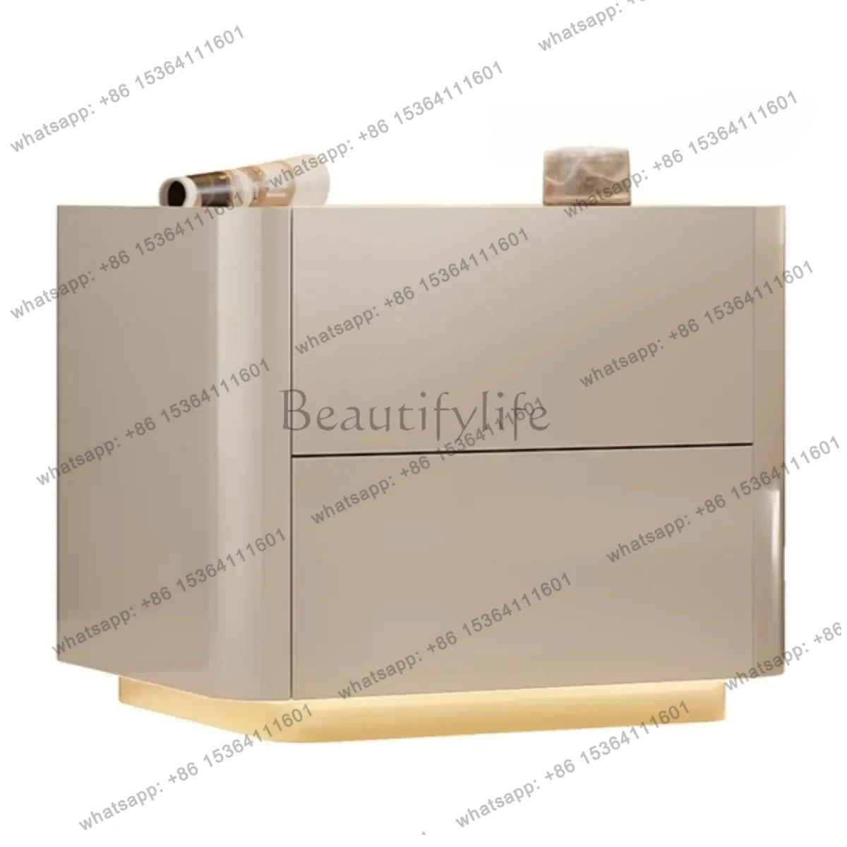 

44Italian minimalist light luxury square bedside table bedside light cabinet modern bedroom storage cabinet high-end