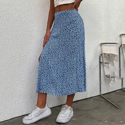 Women's Summer Floral Skirt Split A-line Bag Hip Long Skirt Fashion Boho Holiday Style Skirts Ropa De Mujer Primavera Verano