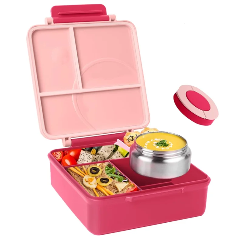 Thermo Insulated Bento Box For Kids Leak-Proof 4 Compartment Lunch Container For Hot& Cold Food, Suitable For School& Travel