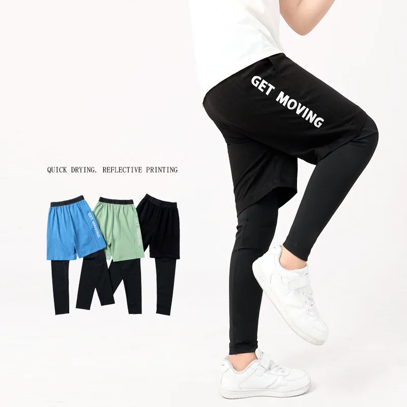 Summer Korean Style Children's Sporty Shorts Kids Quick-Dry Casual Ice Shreds Pants For Teen Boys 4-13 Years Clothes