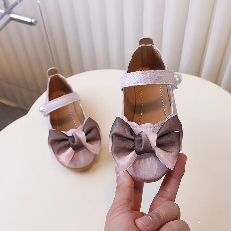 Girls Party Dresses Shoes Spring Autumn Bowknot Kids Leather Shoe Shallow Elegant Versatile Children's Fashion Princess Shoes