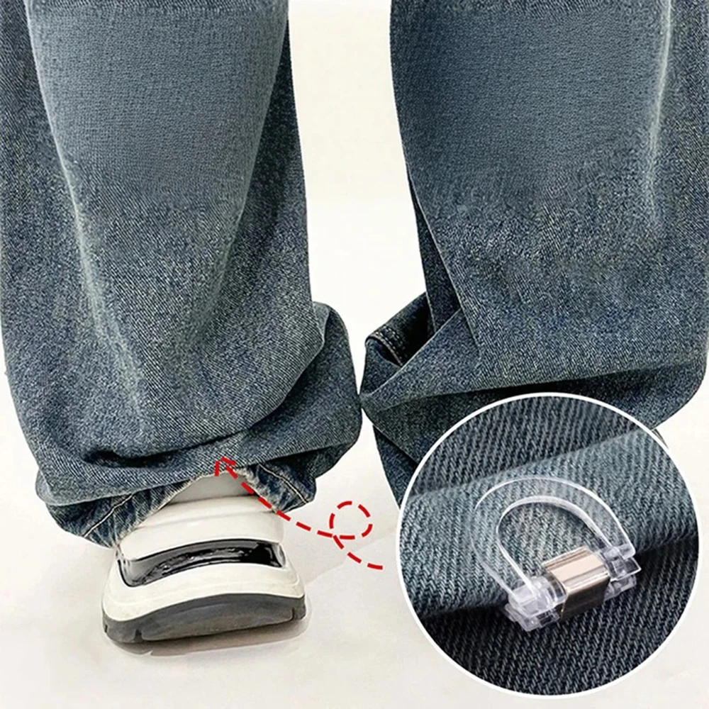 4/10PCS Adjustable Hem Clips for Pants Sleeves No Slip Clothing Clips Leg Tightener for Men Women DIY Jeans Trousers Dress Pants