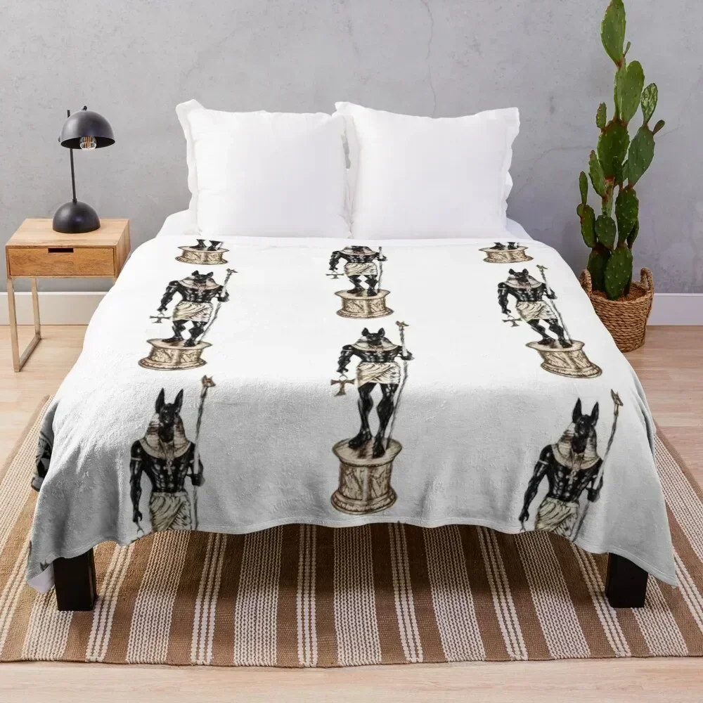 Anubis - The Egyptian Canine God Throw Blanket Summer Cool Breathable Blanket for Sleeping