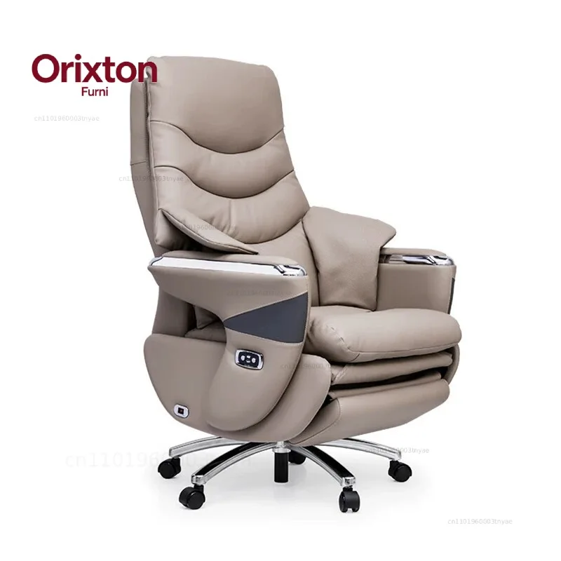 Intelligent Massage Electric Leather Boss Chair Aluminum Alloy Rotating Modern Simple Design Reclining Nap E-sports Office Chair