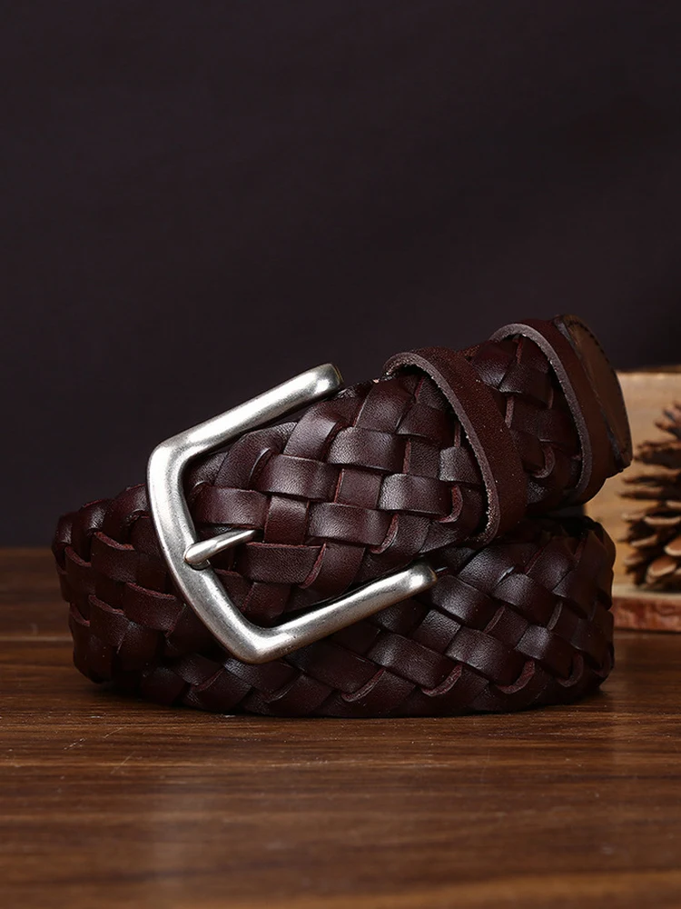 handwoven-genuine-leather-belt-for-men-vintage-pure-calfskin-belt-fashionable-no-punching-required-casual-wear-belt
