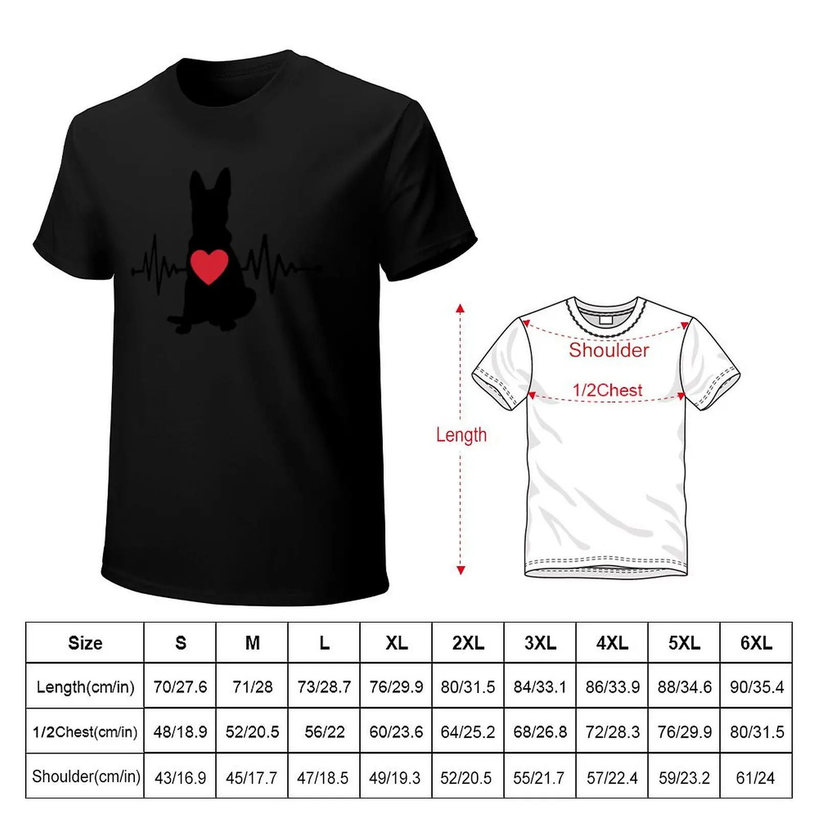 German Shepherd Dog Heartbeat T-Shirt Christmas Casual Tee Shirt