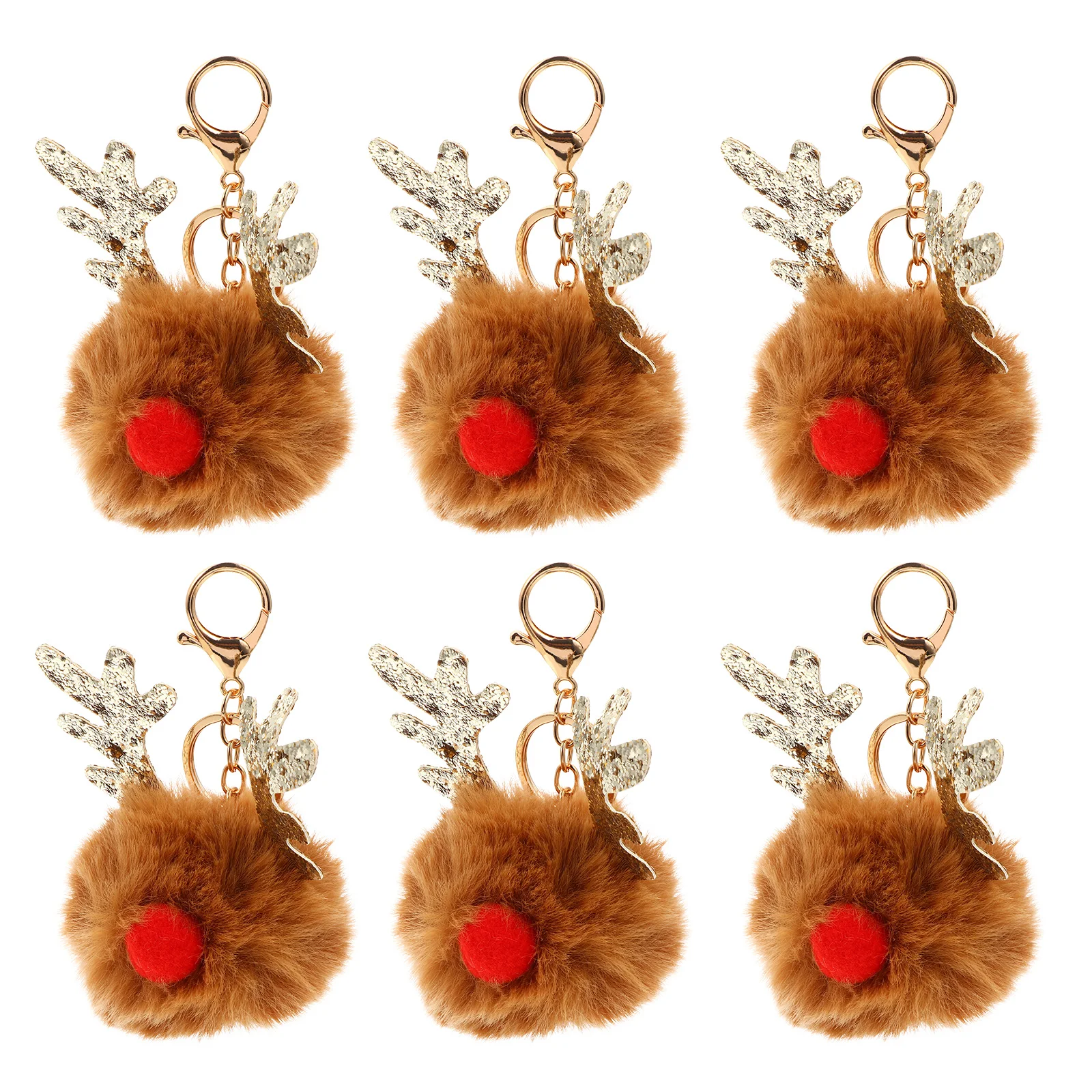 

6Pcs Elk Key Chain Cute Pendant Keyring Bag Decoration Car Hanging Key Charm Accessory Elk Pendant Bag Hanging Decor