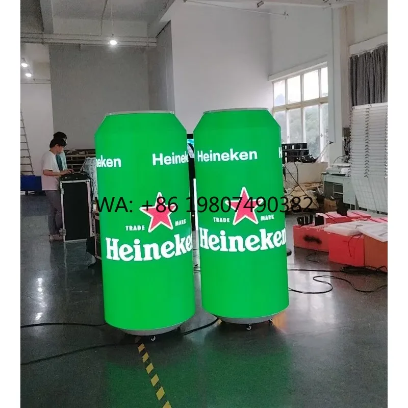 P1.8 P2 Full Color Canned LED Display High Resolution Creative Beer Can Video Advertising Screen