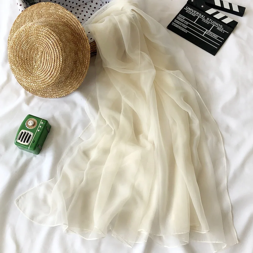 

Summer Women's Silk Scarf, Sun Protection Beach Towel, Solid Long Scarf, Wholesale New Arrival, Thin Polyester Neck Scarf