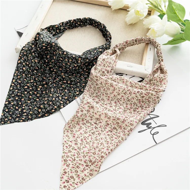 Europe and the United States new style broken flower cloth square towel elastic hair belt bag head triangle towel head lead towe