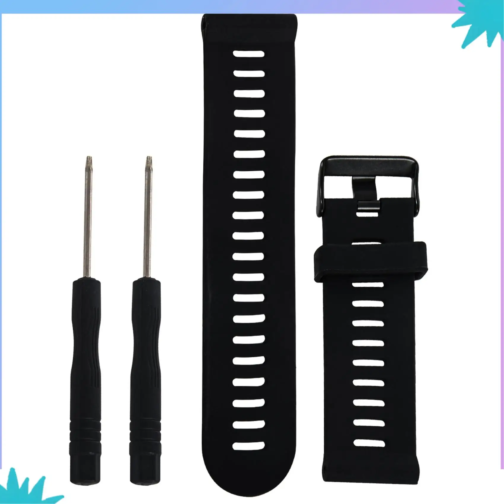 ABZW 2X voor Garmin Fenix 3 HR zachte siliconen band vervangende polshorlogeband + gereedschapssets zwart