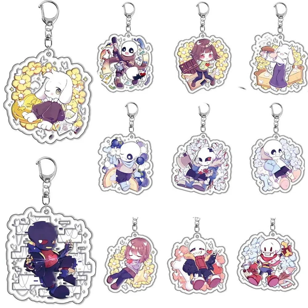 Anime Undertale Frisk Chara Toriel Sans Papyrus Asriel Ink Error Horror Keychain Cosplay Acrylic Pendant Keyring Props ornaments