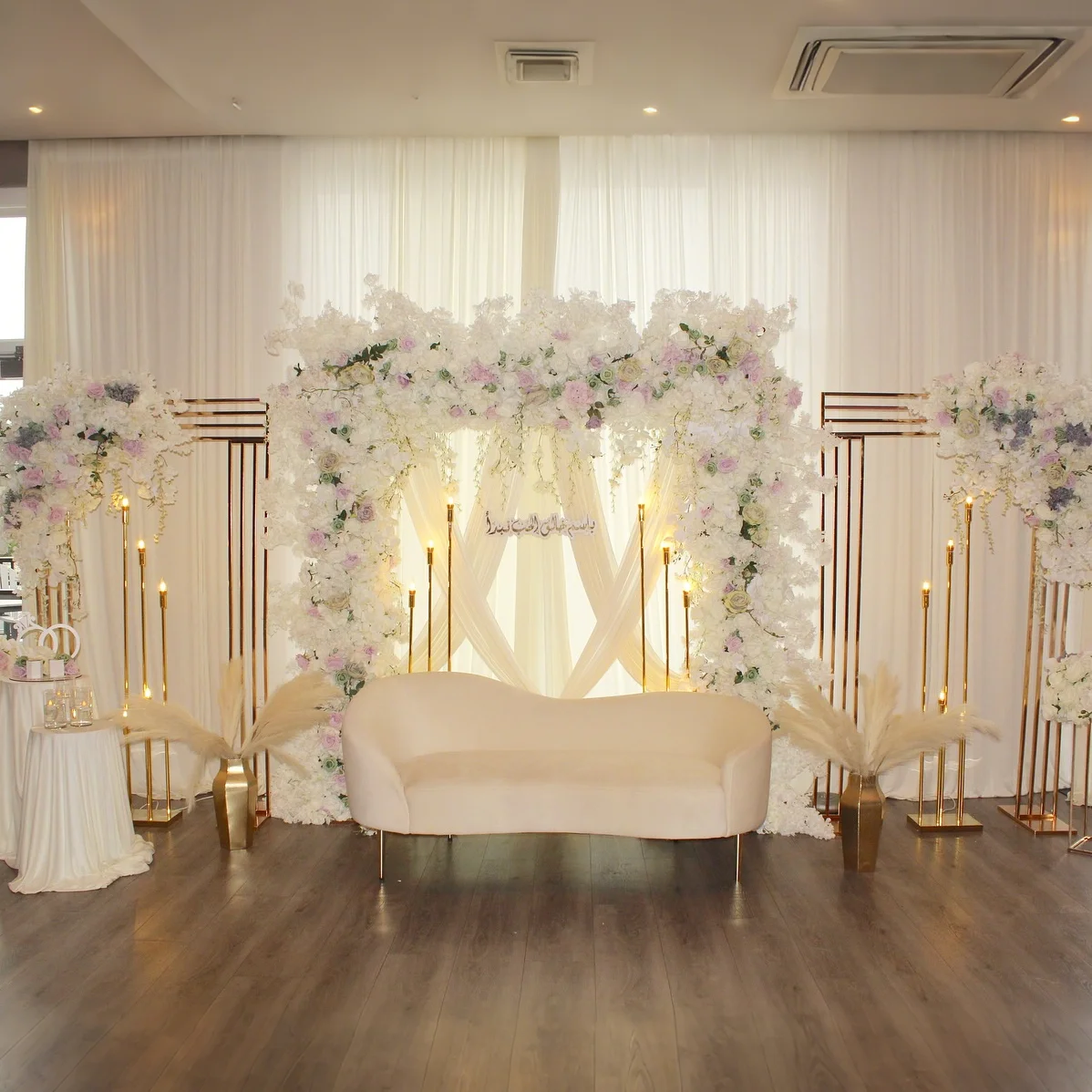 

Свадебная арка с золотым цветком, квадратная рамка, подставка для искусственного цветочного фона для декора церемонии