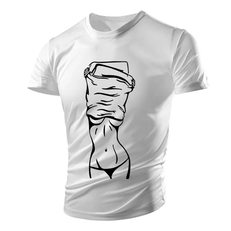 New Summer Funny Stripping Women's Casual Men's T-shirt Breathable Light Translucent Sports Quick-drying Short-sleeved
