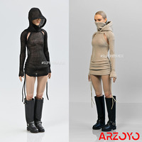 1/6 Scale Female Assassin Hooded Sweater Dress Backless Hoodie Clothes Model Fit 12'' JO TBL Worldbox Soldier Action Figure Body