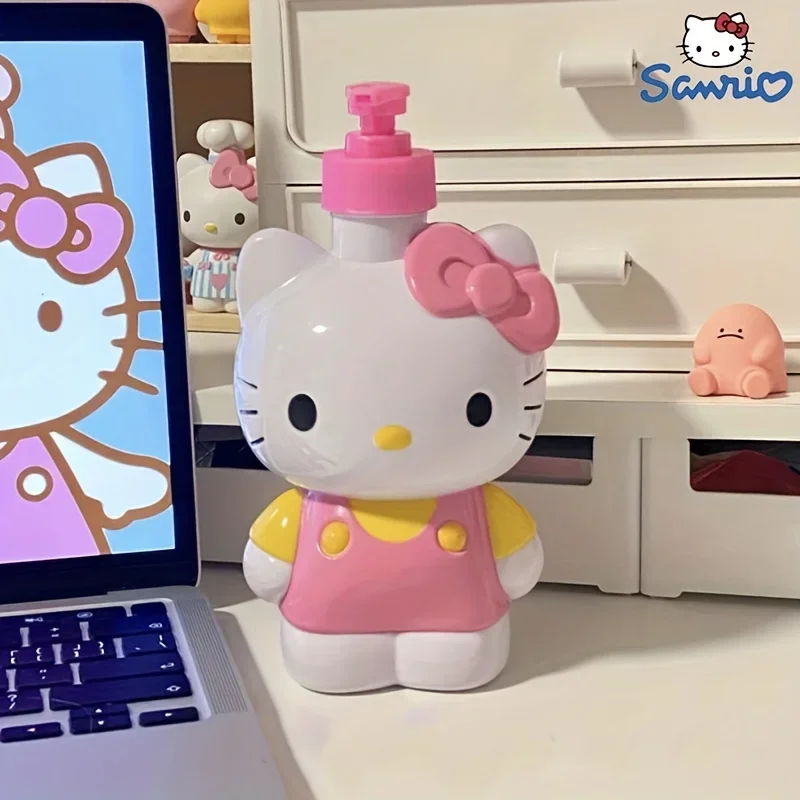 Sanrio Hello Kitty Soap Bottle Cartoon Kt Model Shower Gel Refill Press Bottle Cartoon Children's Hand Sanitizer Press Bottle