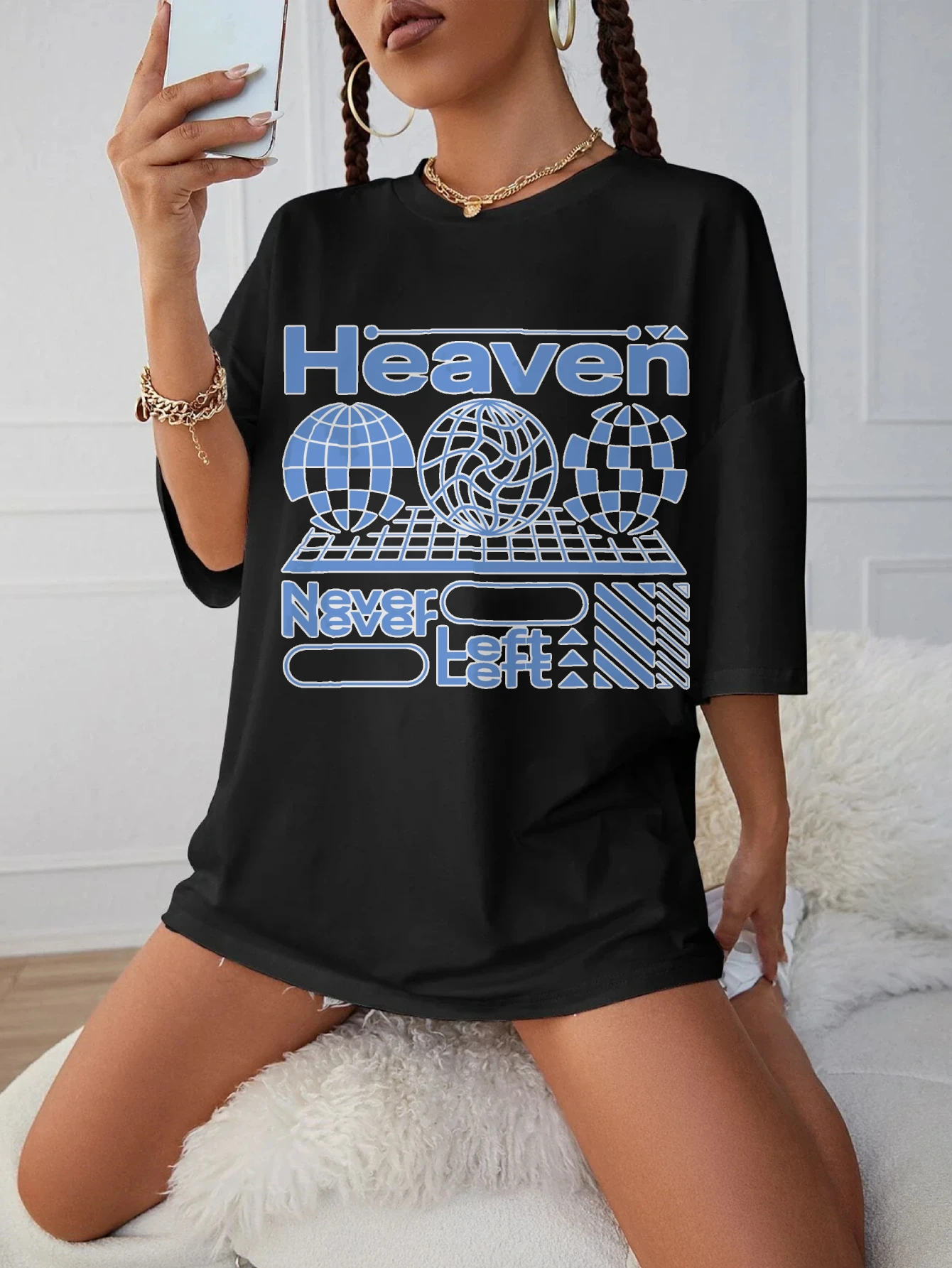 

HEAVEN женский черный осенний топ больших размеров с круглым вырезом, удобная одежда на Хэллоуин, мягкая осенняя праздничная одежда