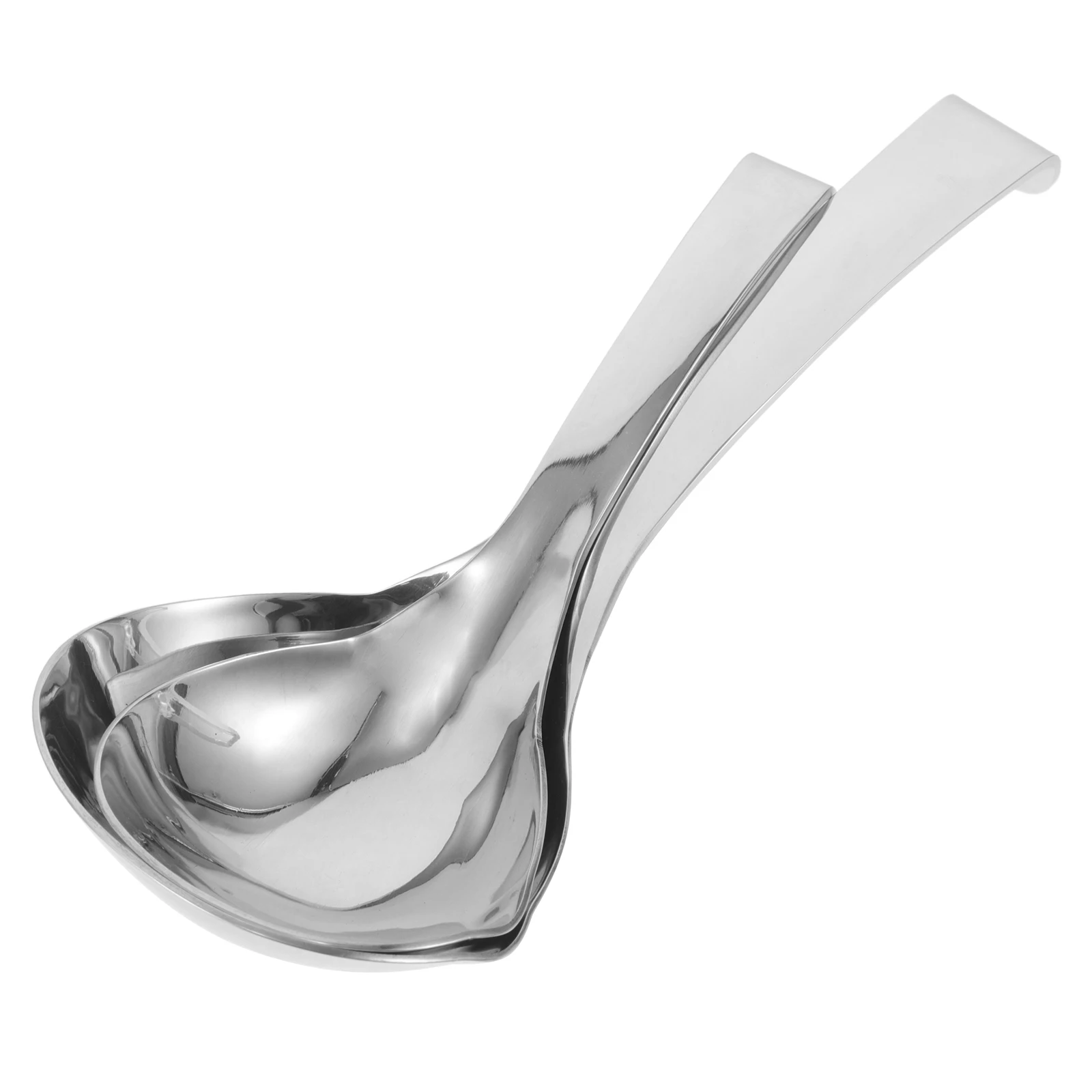 

Deepened Stainless Steel Soup Ladles Ergonomic Handle Spill Proof Serving Spoons For Home And Restaurant 2pcs