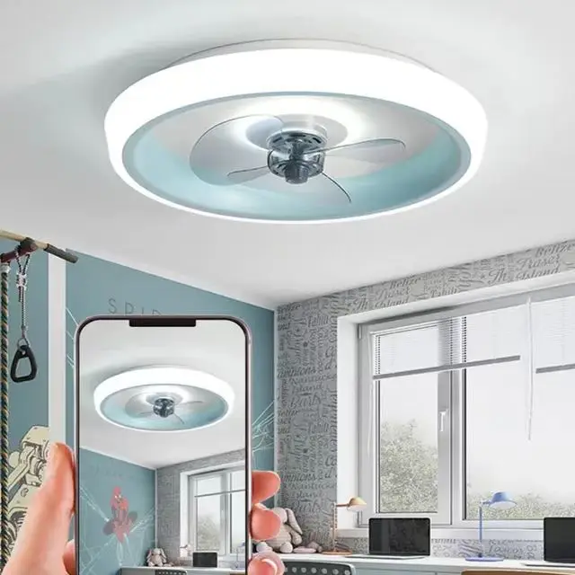 

Nordic Simple Acrylic ABS Smart Led Ceiling Fan Light Colorful Bedroom Dining Room Home Lighting Fan All-in-One Light