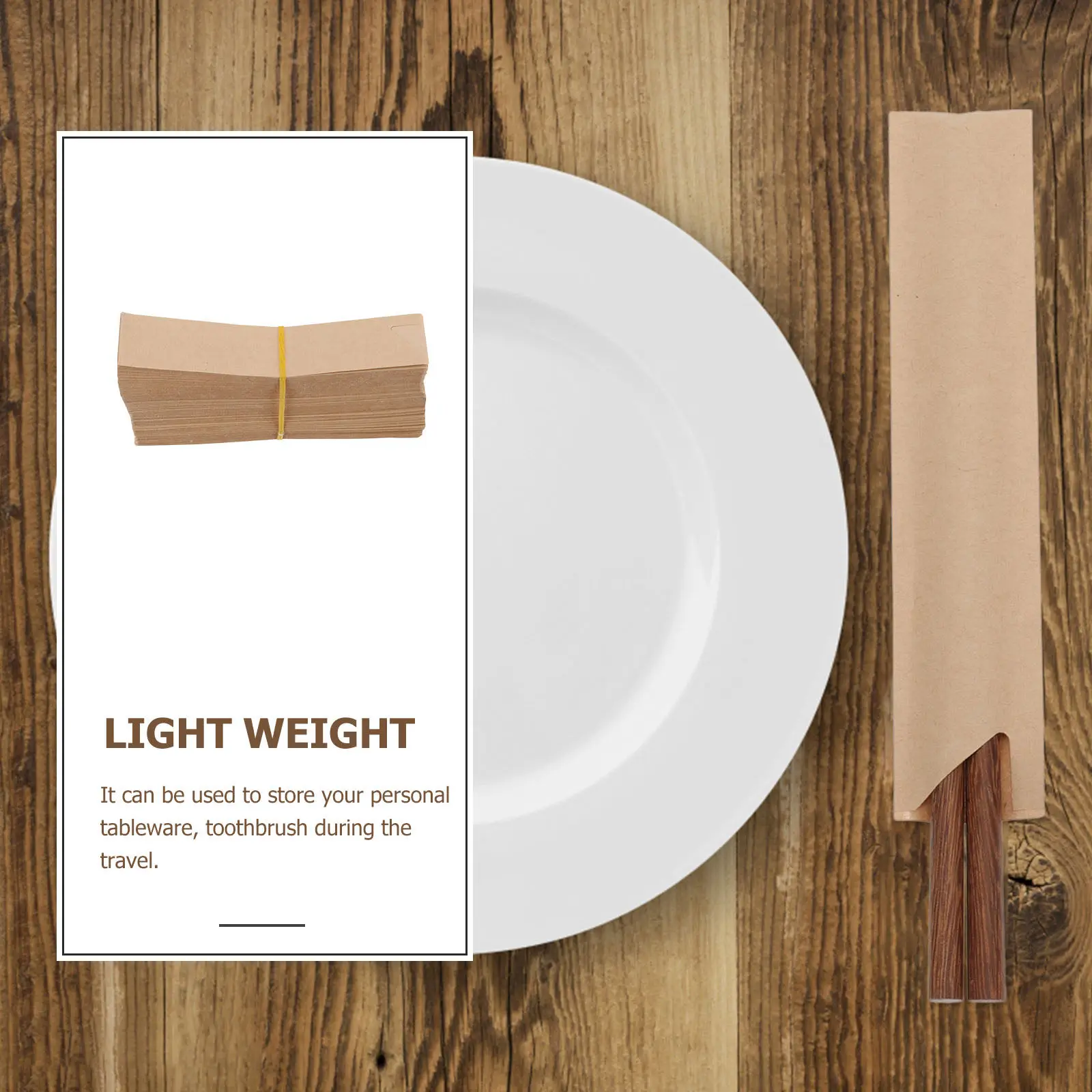 

200 шт. водонепроницаемых складных контейнеров из крафт-бумаги для палочек, столовых приборов, ложек, соломинок – незаменимый дорожный аксессуар-чехол