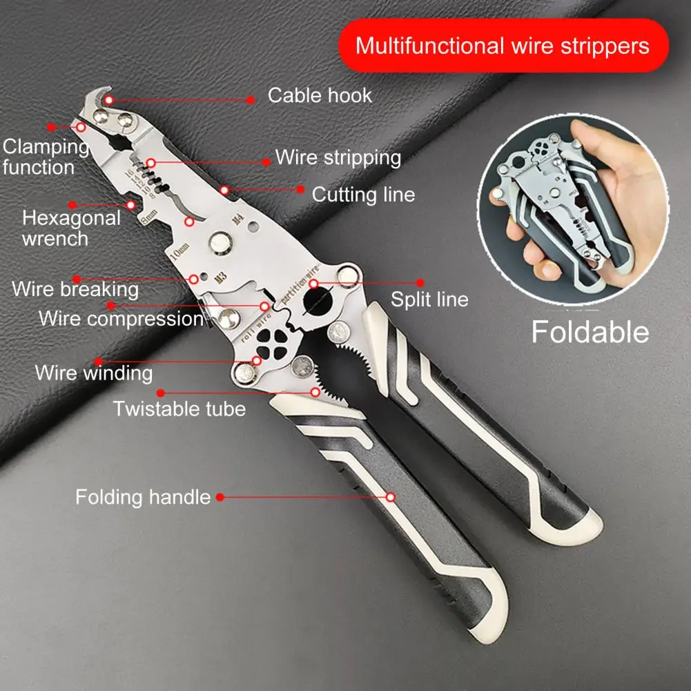 Multi Functional 18-in-1 Wire Stripper Tool Foldable Professional Wire Stripper With Twister/Crimping Function Electrician Plier