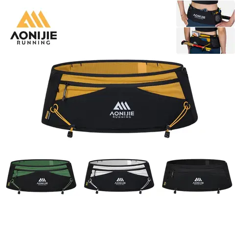 AONIJIE W8141 조깅을위한 야외 러닝 벨트 가방 여성 남자 허리 팩 가방 500ml 물병 소프트 플라스크