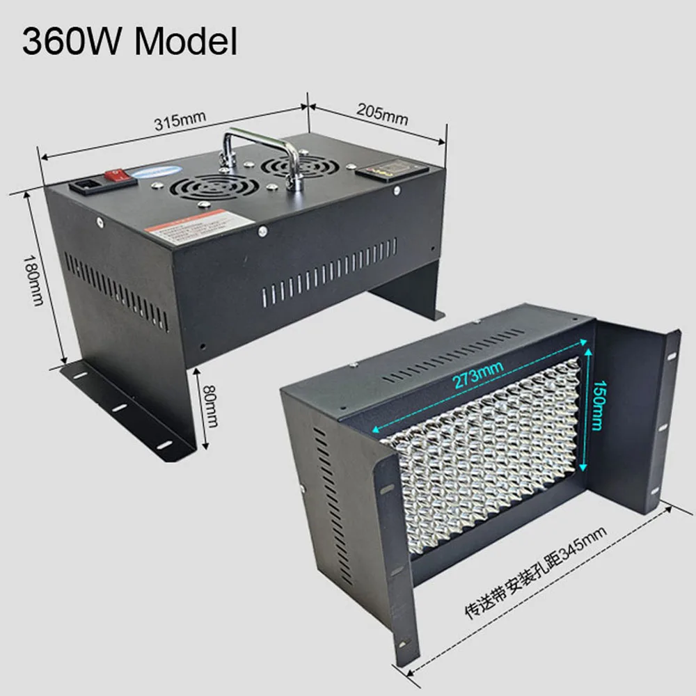 360 Watt 365nm 395nm 405nm UV LED Vanish Curing Lamp for Conveyor Silkscreen UV Polish Dryer UV Light