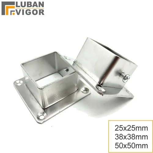 Imagen 1 del producto Tubo cuadrado tan fuerte, soporte de acero inoxidable, brida cuadrada, riel para ropa de armario, base cuadrada de 25mm, 38mm y 50mm