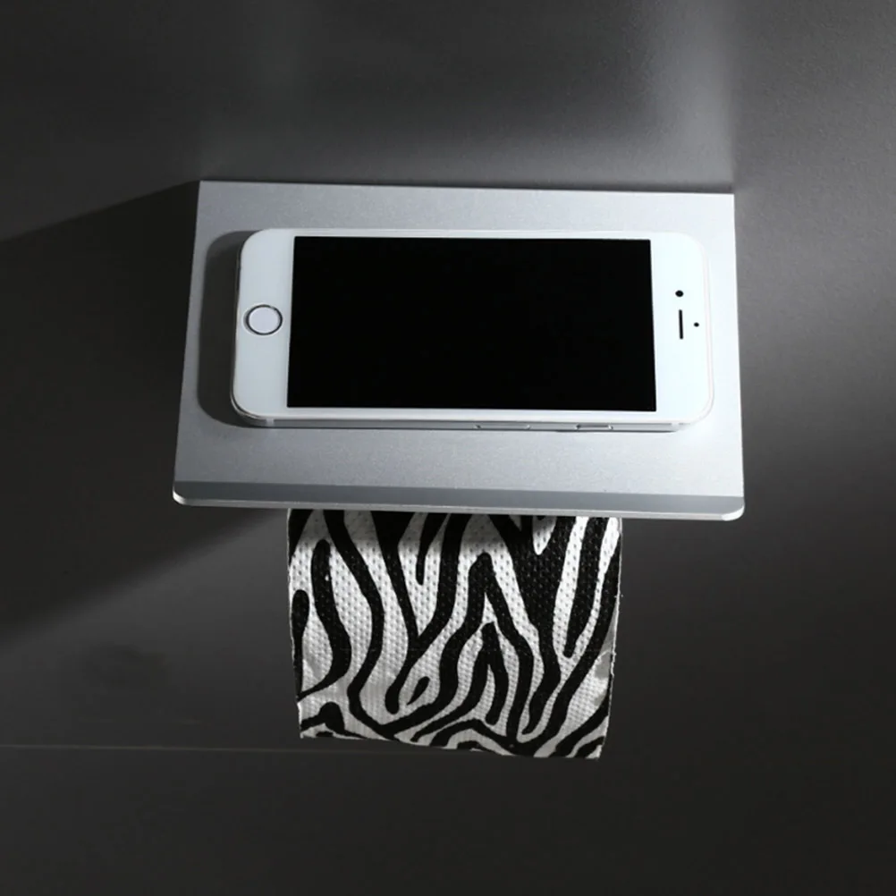 

Dependable Tissue Holder Mobile Phone Rack Paper Roll Shelf Bathroom Accessories Aluminum Edges Regular Size Home Hotel