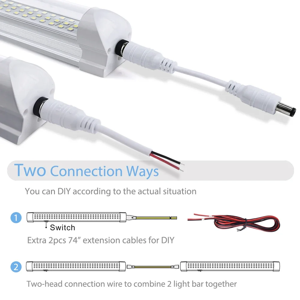 

2-Pack 12V LED Interior Light Bars - 108 SMD White Light Strips with On/Off Switch for Trucks, Vans, RVs, Campers & Trailers