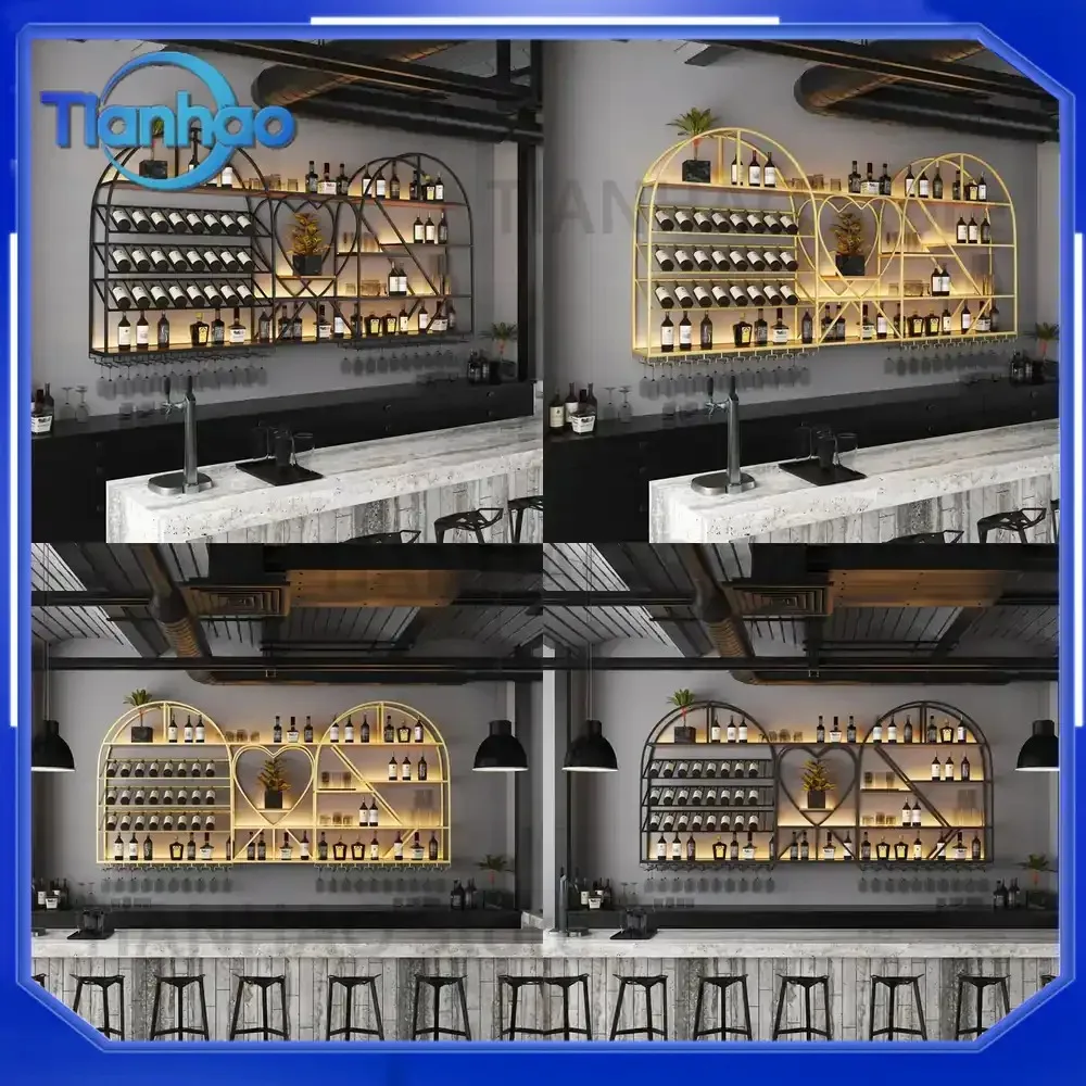 Wand-Displayregal für Restaurant und Zuhause Kreatives Luxuriöses Industriestil Wandmontiertes Weinregal