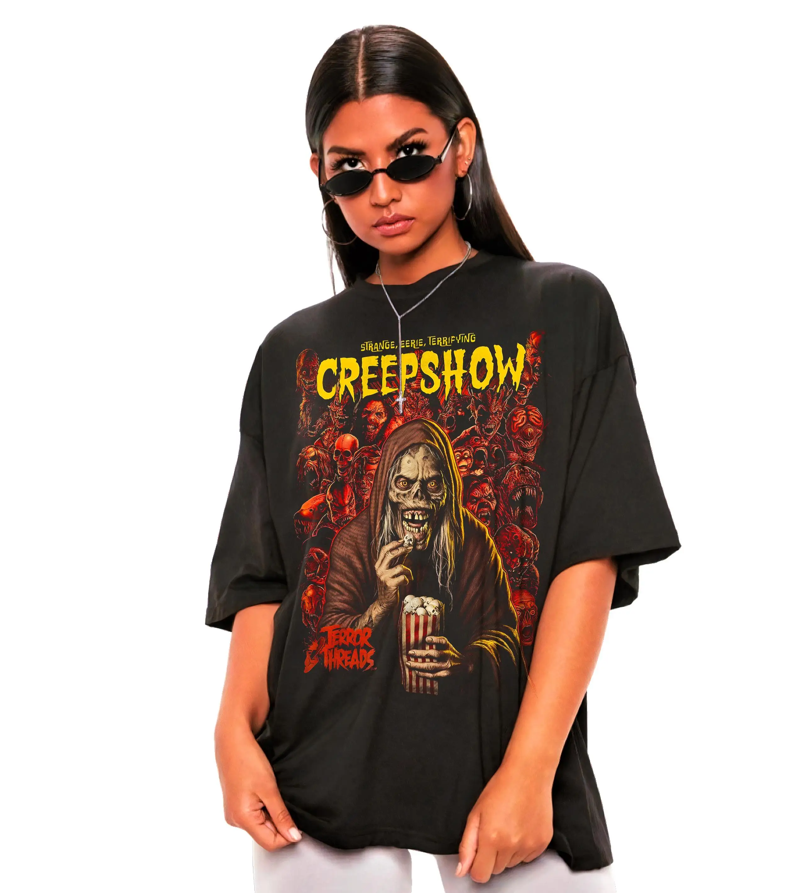 

"Ghost Show" (1982) Movie T-shirt - Retro Horror T-shirt Print Production for Women's Daily Wear Short-sleeved