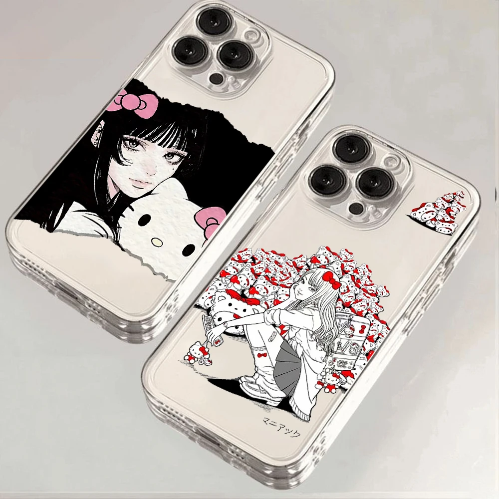 Anime Tomie Kawakamis Hello Kittys Phone Case For VIVO Y28 V30e Y75 Y03 Y36 Y100 Y22s Y50 Y21 Y20 V29 V23e V21e 5G Transparent