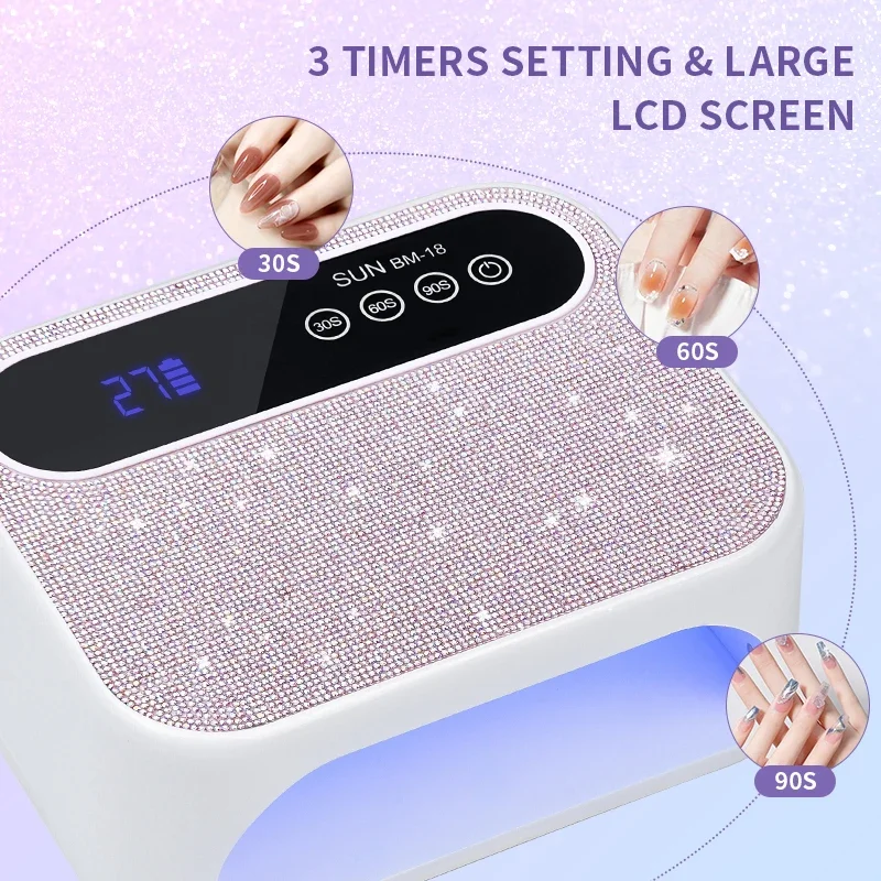 Rechargeable UV LED Nail Lamp Professional Dryer Cordless Gel Polish Drying Lamp For Manicure With Built-in Battery Nail Art