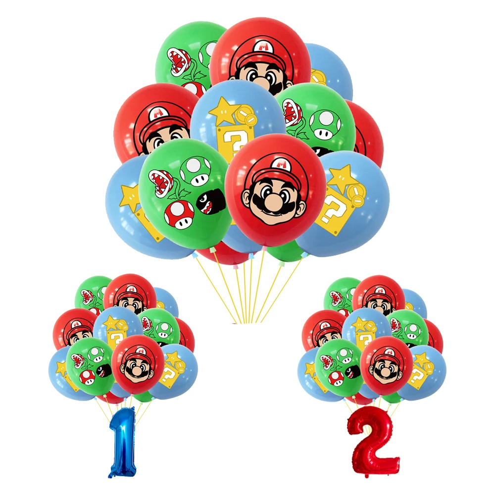 

Marioed Super Bros Latex Number Foil Ballon Sets Party Supplies Children's Birthday Party Decoration Festivel Gifts Baby Shower