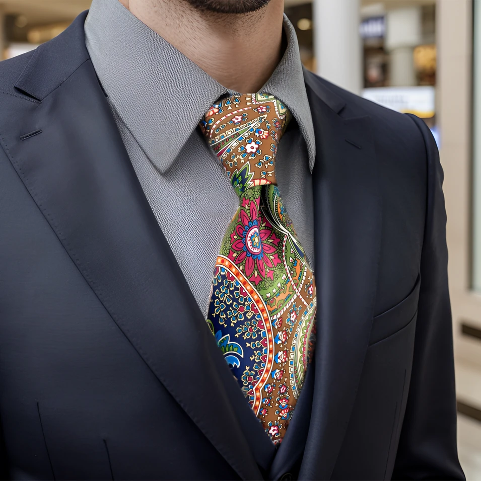 U31 Multicolor Geometric Mens Necktie Silk Fashion Printed Handmade Designer for Ties Gift Wedding Party