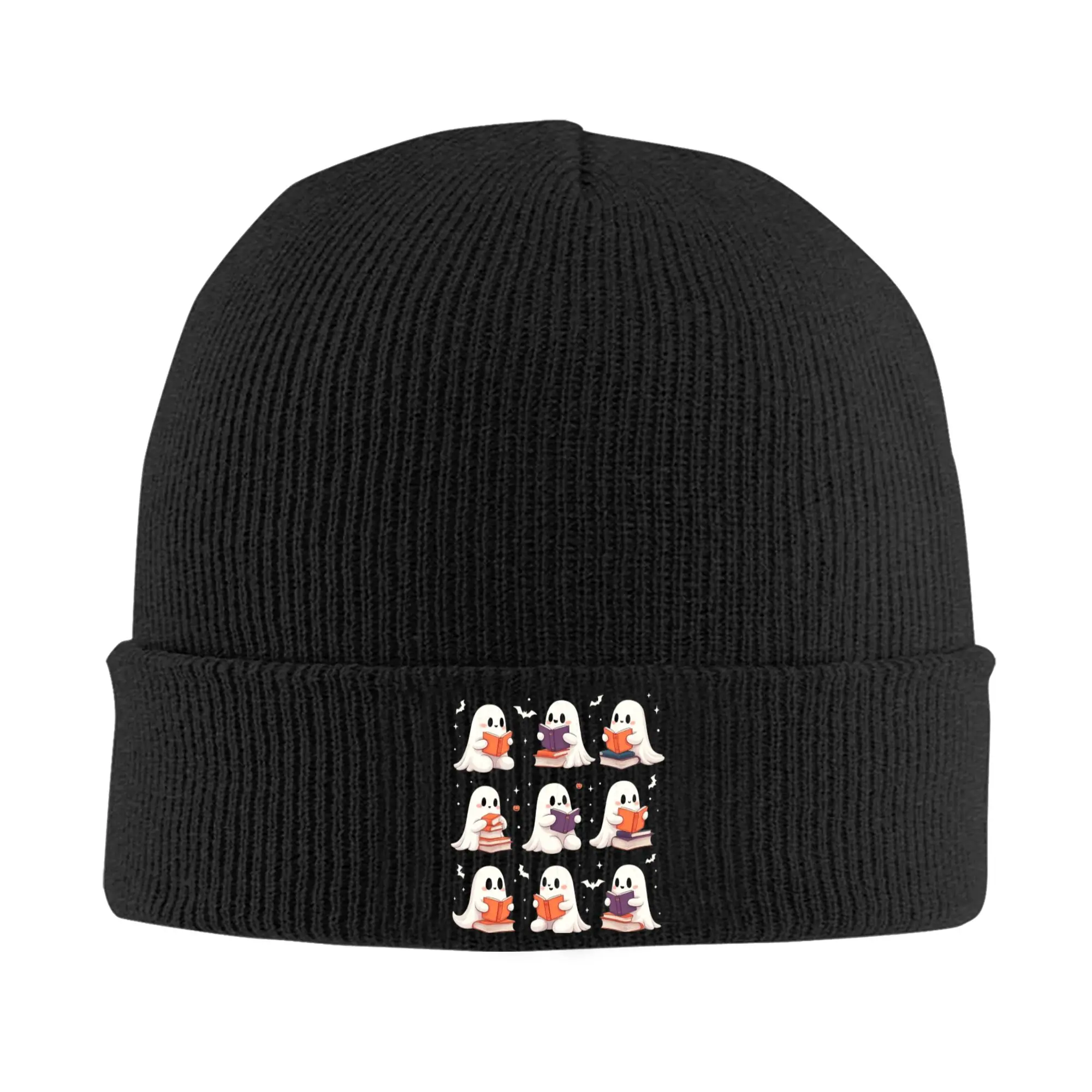 Cute Ghost Reading Book Lovers Halloween Hats Autumn Winter Beanies Fashion  Caps Female Male Acrylic Bonnet