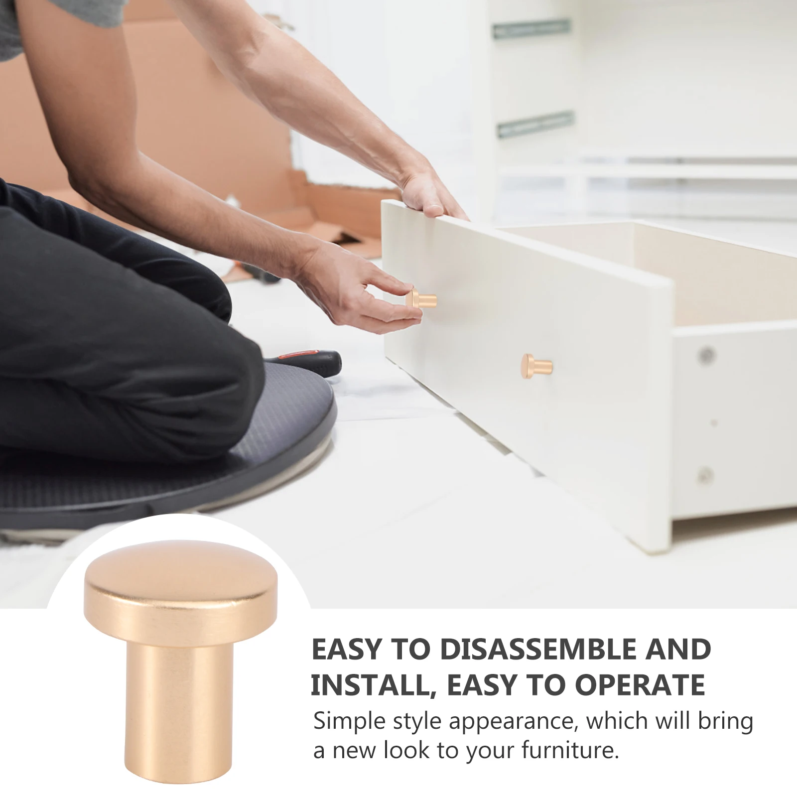 

8Pcs Single Hole Round Door Knob Aluminum Alloy Cabinet Handle Sturdy Furniture Pull Replacement Parts for Drawer Wardrobe