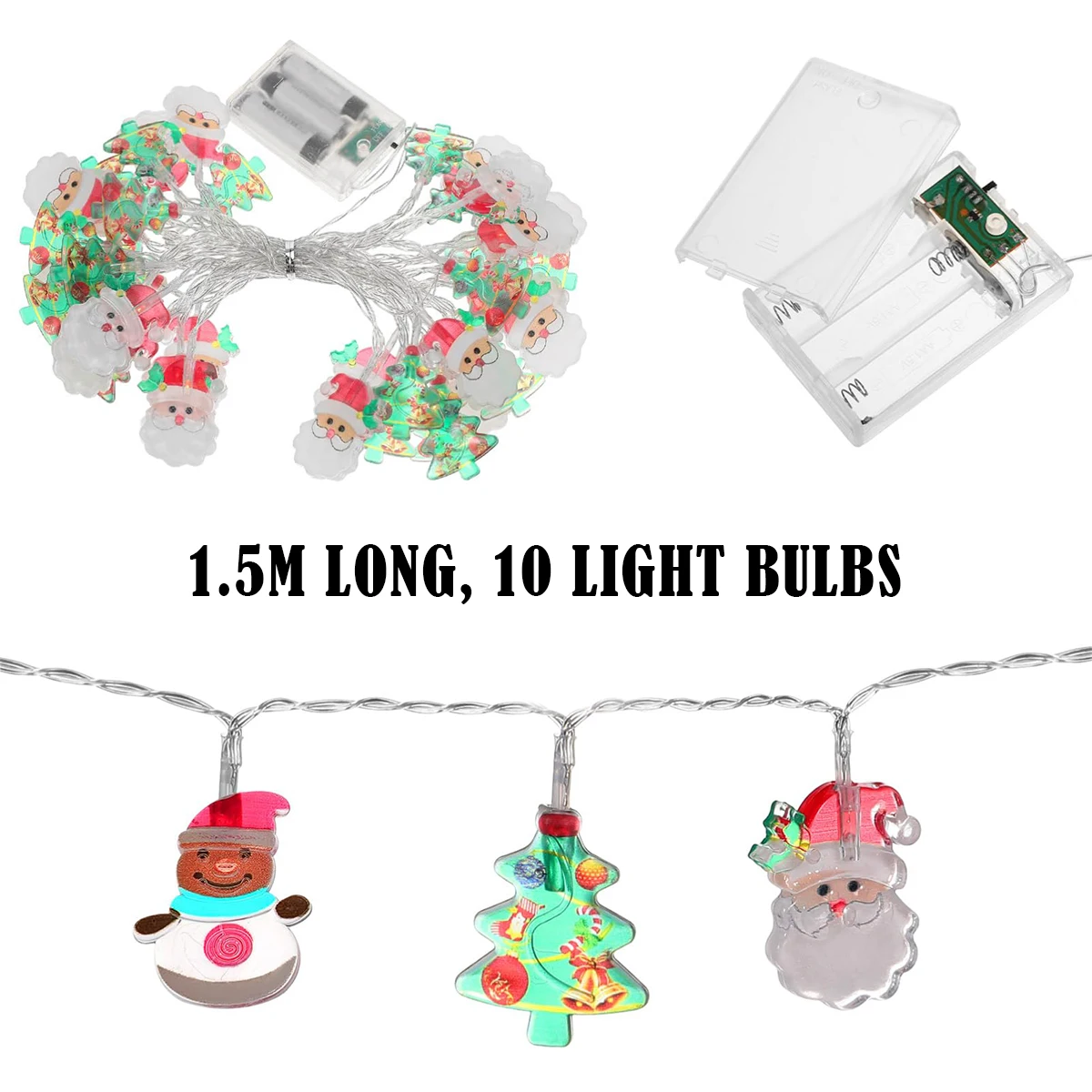 1.5M Christmas LED String Lights Fairy Battery Snowmen Powered Home Warm Decor Garden Decoration Lighting Festival Tree Colorful