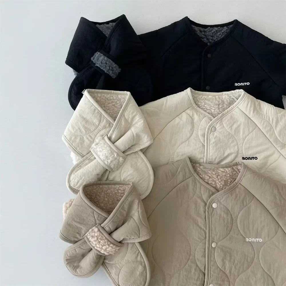 

Baby Warm Romper+Scarf Infant Newborn Fleece Bodysuit Babys Boy Girl Thicken Cute Jumpsuit Clothes Kids Soft Pajama Overalls