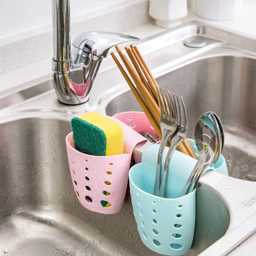 

2 Pcs Drain Basket Non-perforating Kitchen Rack Drin Drink Holder Sponge Suction