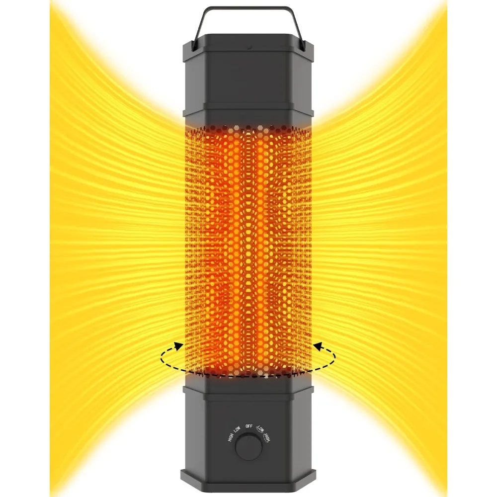 

Обогреватель для патио на открытом воздухе в помещении, 360° ° Всестороннее отопление, инфракрасный башенный обогреватель мощностью 1500 Вт, защита от опрокидывания и перегрева