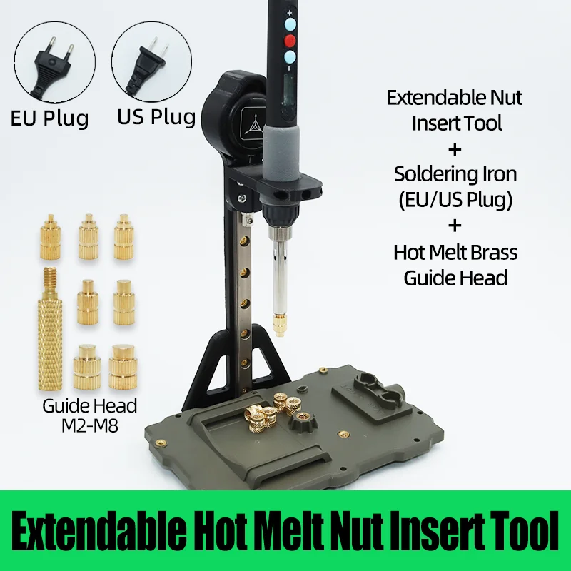 

Brass Insert Nut Press Tool Stealth Press Digital Temp Adjustment 60W Soldering Iron Tip Heat Injection Molding Copper Nuts 3D