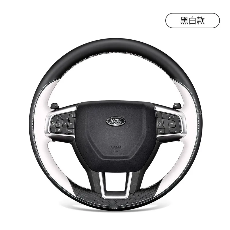 

Сшитый вручную черный, белый цвет, нескользящий чехол на руль автомобиля из натуральной кожи для Land Rover Discovery Sport 2015, 2016, 2017, 2018