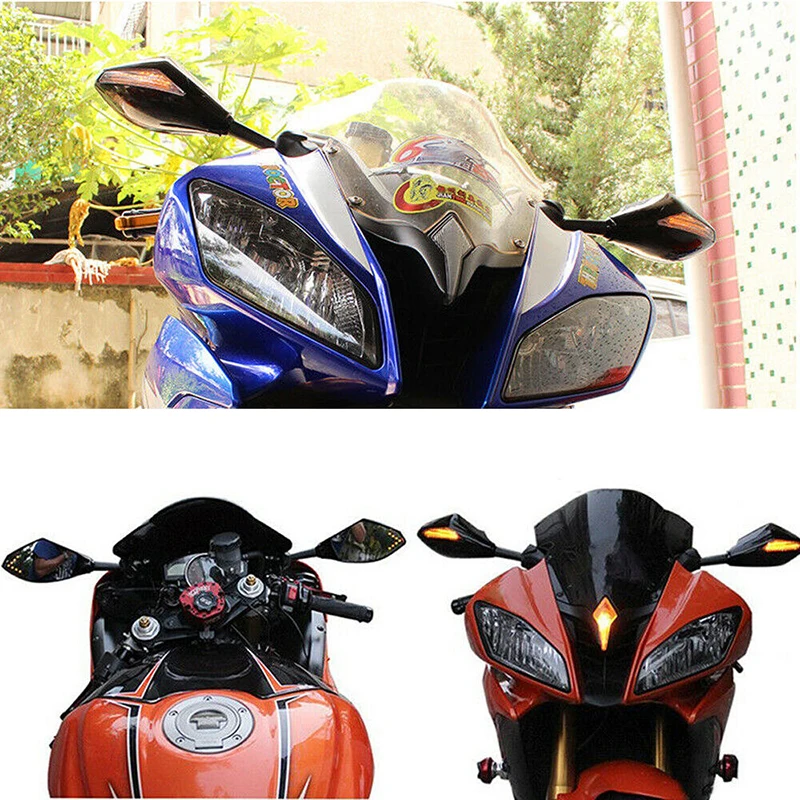 Bracingo Rear LED Integrated Turn Signal Mirror Cover Rear-View Mirrors For GSXR600 750& Honda CBR600RR CBR250R CBR500R 1000RR