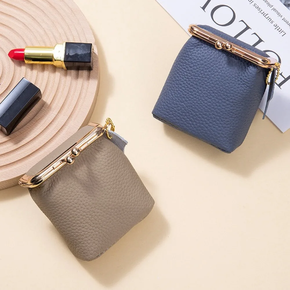 

Держатель для карт из коровьей кожи, кошелек для монет, сумка с застежкой-поцелуем, сумка с узором личи, мини-винтажный клатч, сумка для губной помады