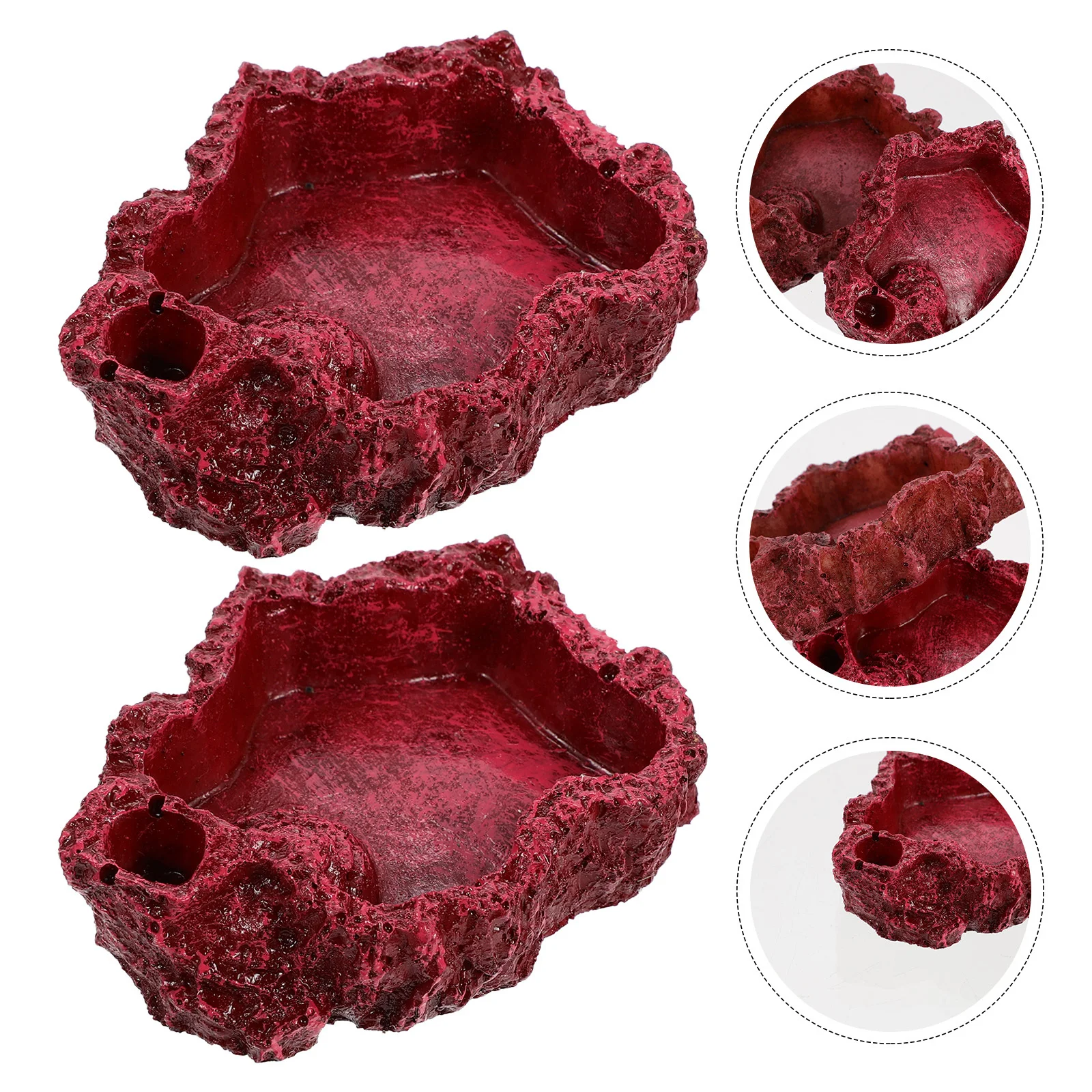 

2Pcs Reptile Feeder Bowl Natural Resin Food and Water Dish for Lizards Snakes Turtles Gecko Terrarium Supply Pet Accessory